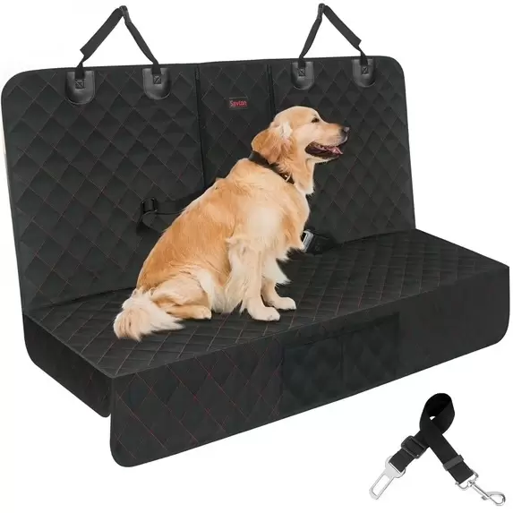 Siivton Dog Car Seat Covers for Back Seat Waterproof Bench Seat Cover Protector Nonslip Durable Soft Pet Back Seat Covers for Car, Truck, & SUV (Black)
